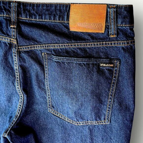 Volcom Vorta Denim Jeans Slim Fit Straight Leg Men Size 40X31 Dark Washed Blue - Picture 11 of 15